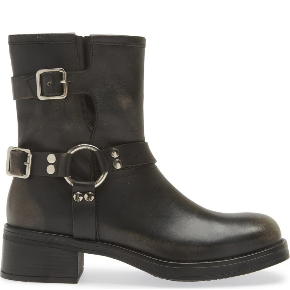 Steve Madden Leather Brixton Boot Harness Buckle Designer Buckle #53